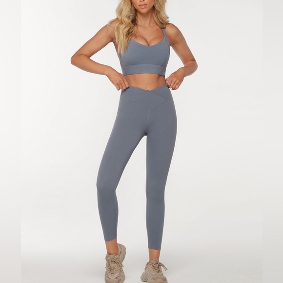 Lorna Jane Wrap Around Ankle Biter Leggings 7/8 length  Steel Blue Size Small - Picture 3 of 12